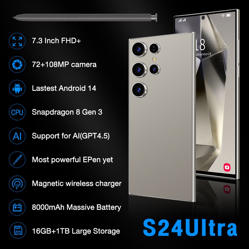 Original phones s24 ultra Smartphones For s24 ultra 16GB+16GB 3G Dual SIM Cellphone Mobile Phone s24 ultra 3G smartphone